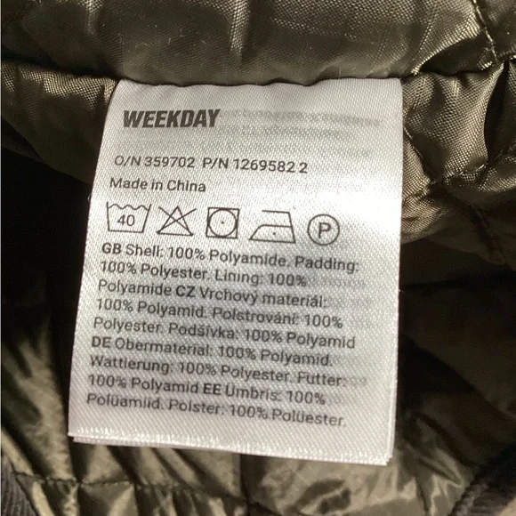 Weekday quilted jacket with contrast collar in dark brown Womens Size L Casual - Picture 6 of 10